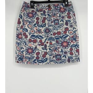 Boden cotton mini skirt blue and red floral and strawberry pattern